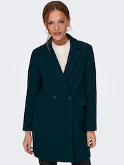 ONLY Green Tailored Button Up Smart Coat - Image 3 of 5
