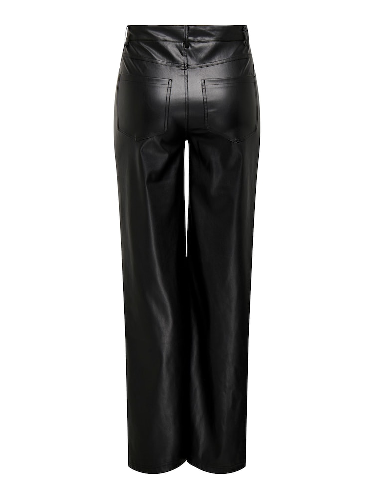 ONLY Black Wide Leg  Faux Leather Trousers - Image 5 of 5