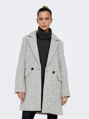 ONLY Grey Boucle Wool Blend Tailored Coat - Image 1 of 5