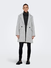 ONLY Grey Boucle Wool Blend Tailored Coat - Image 3 of 5