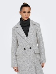 ONLY Grey Boucle Wool Blend Tailored Coat - Image 4 of 5