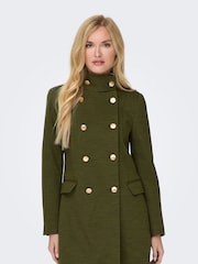 ONLY Olive Green Tailored Military Button Detail Coat - Image 1 of 5