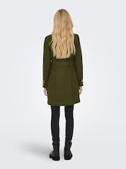 ONLY Olive Green Tailored Military Button Detail Coat - Image 3 of 5