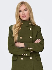 ONLY Olive Green Tailored Military Button Detail Coat - Image 4 of 5