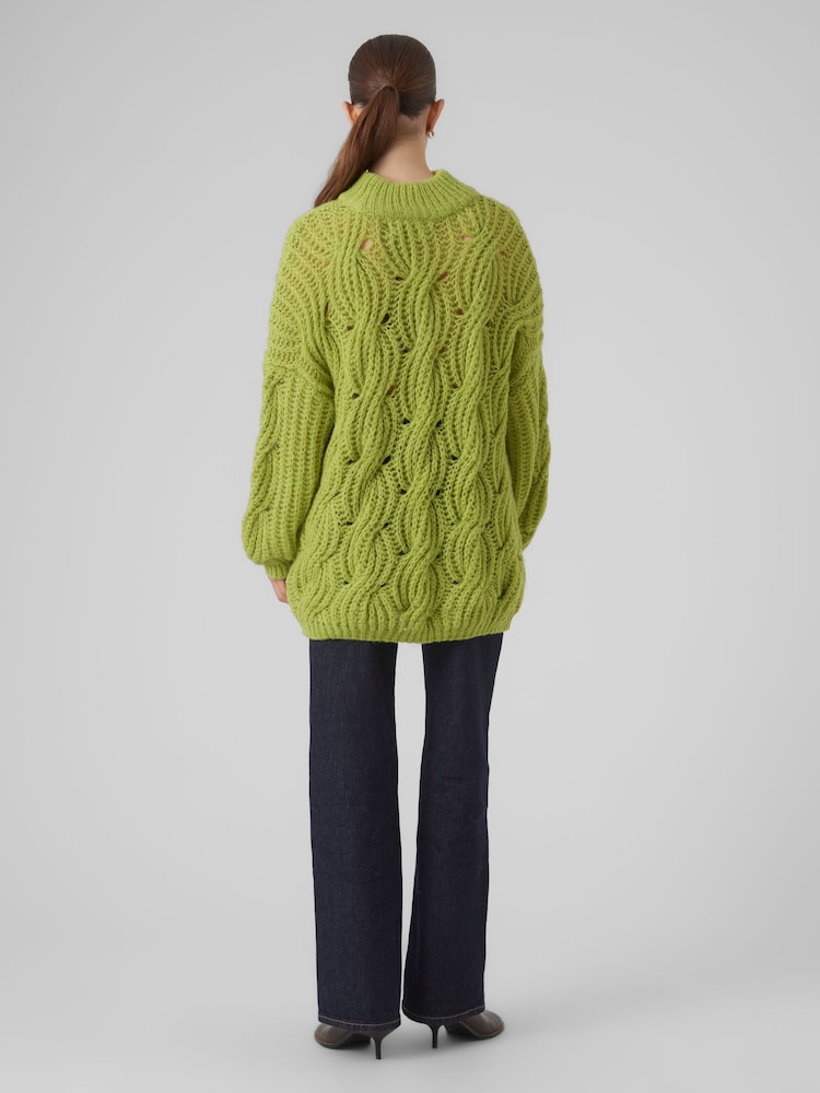 VERO MODA Green Chunky Cable Knit High Neck Knit Jumper - Image 2 of 5