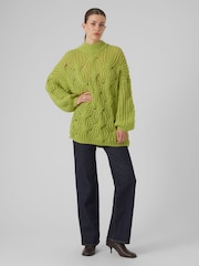 VERO MODA Green Chunky Cable Knit High Neck Knit Jumper - Image 3 of 5