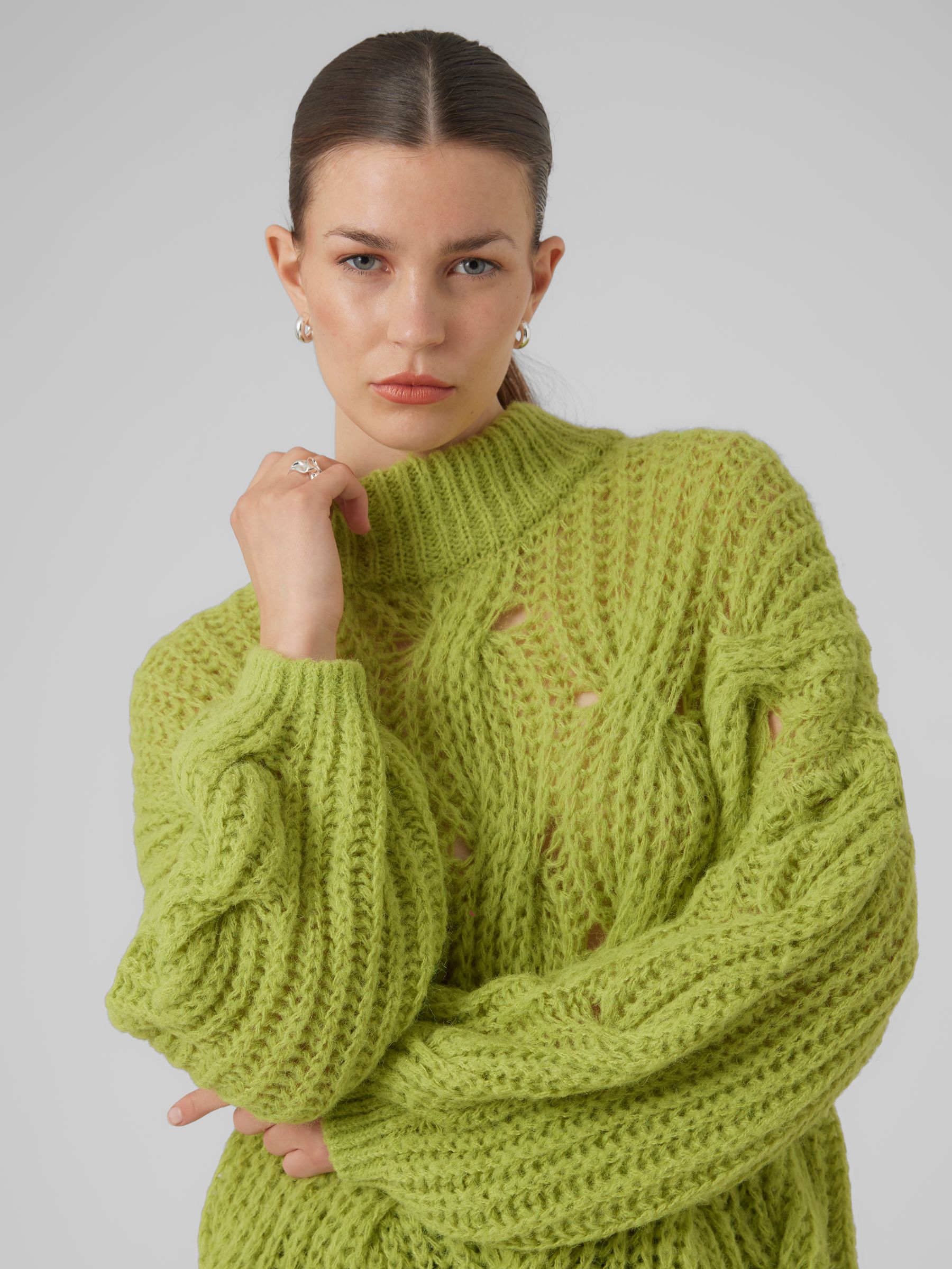 Buy VERO MODA Green Chunky Cable Knit High Neck Knit Jumper from Next Luxembourg
