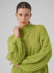 VERO MODA Green Chunky Cable Knit High Neck Knit Jumper - Image 4 of 5