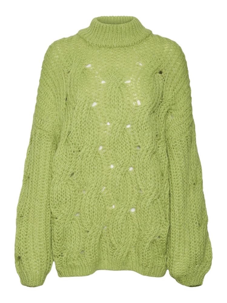 VERO MODA Green Chunky Cable Knit High Neck Knit Jumper - Image 5 of 5