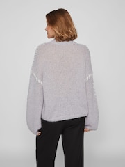 VILA Grey High Neck Stitch Detail Jumper - Image 2 of 5