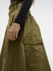 VERO MODA Green Belted A-Line Cargo Utility Midi Skirt - Image 4 of 5