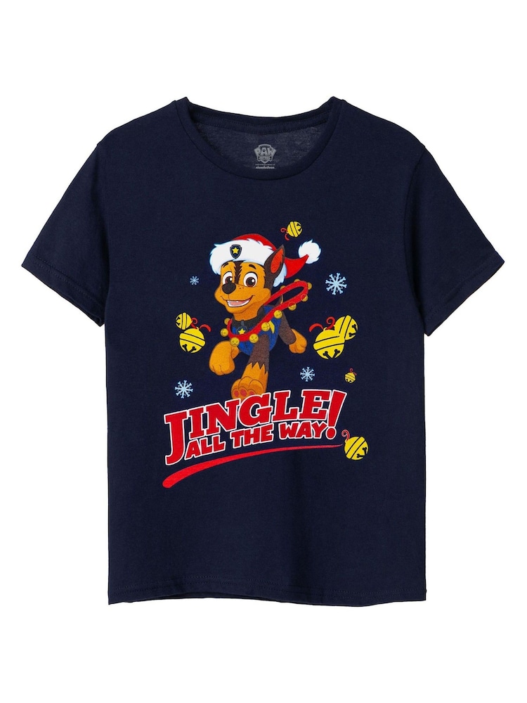 Vanilla Underground Blue Paw Patrol Boys Christmas 100% Cotton T-Shirt - Image 1 of 5