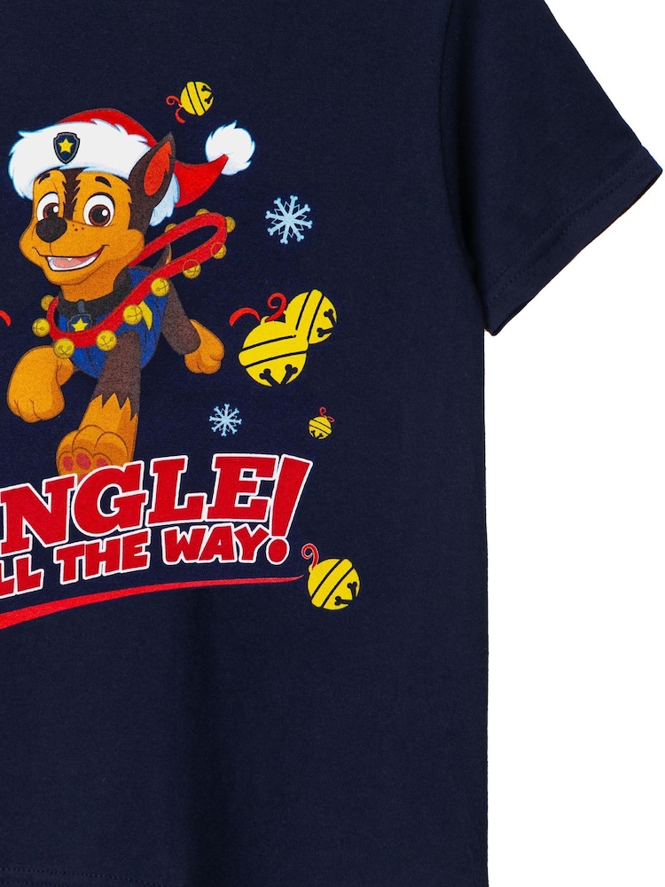 Vanilla Underground Blue Paw Patrol Boys Christmas 100% Cotton T-Shirt - Image 3 of 5
