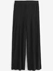 Black Tailored Plissé Wide Leg Trousers - Image 6 of 7