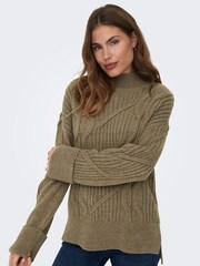 ONLY Green Long Sleeve High Neck Chunky Cosy Cable Knitted Jumper - Image 3 of 5