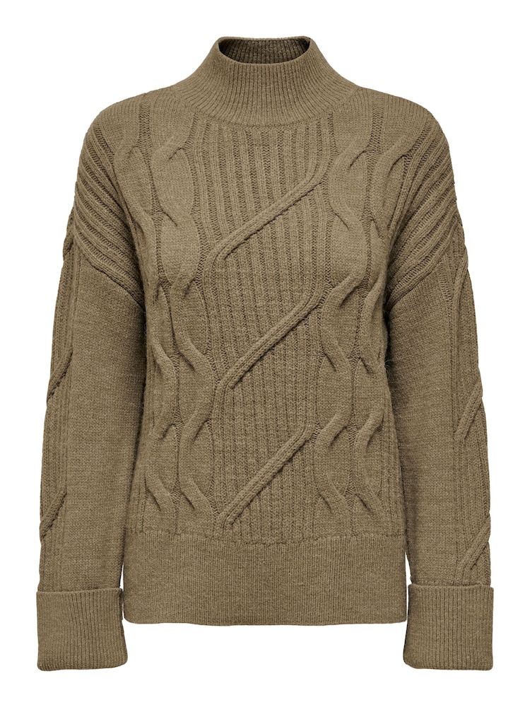 ONLY Green Long Sleeve High Neck Chunky Cosy Cable Knitted Jumper - Image 5 of 5