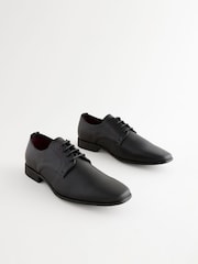 Black Slim Square Embossed Derby Shoes - Image 1 of 6