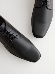 Black Slim Square Embossed Derby Shoes - Image 4 of 6