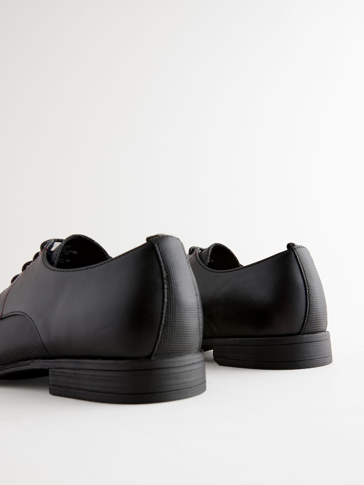 Black Slim Square Embossed Derby Shoes - Image 5 of 6