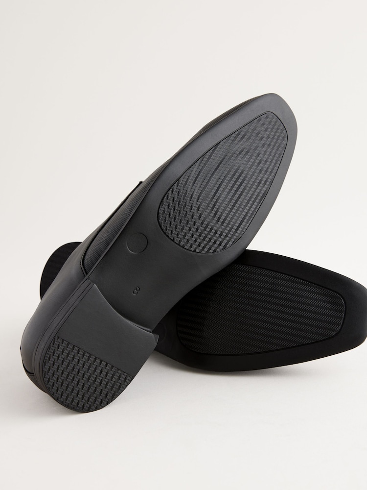 Black Slim Square Embossed Derby Shoes - Image 6 of 6
