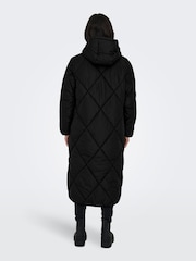 ONLY Black Diamond Quilted Longline Hooded Coat - Image 2 of 6