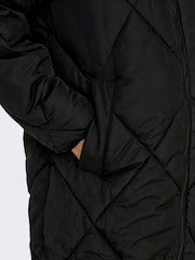 ONLY Black Diamond Quilted Longline Hooded Coat - Image 5 of 6