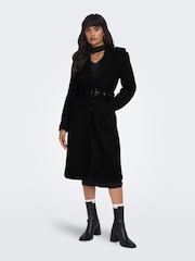 ONLY Black Tailored Coat With Button Up Front and Removable Belt - Image 1 of 6
