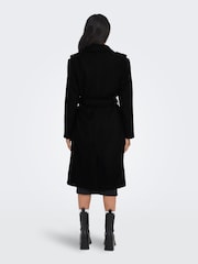 ONLY Black Tailored Coat With Button Up Front and Removable Belt - Image 2 of 6