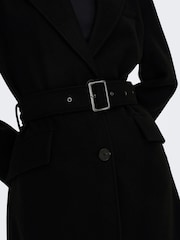 ONLY Black Tailored Coat With Button Up Front and Removable Belt - Image 5 of 6