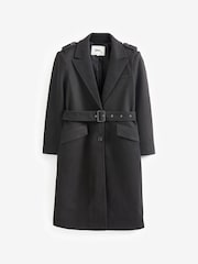 ONLY Black Tailored Coat With Button Up Front and Removable Belt - Image 6 of 6