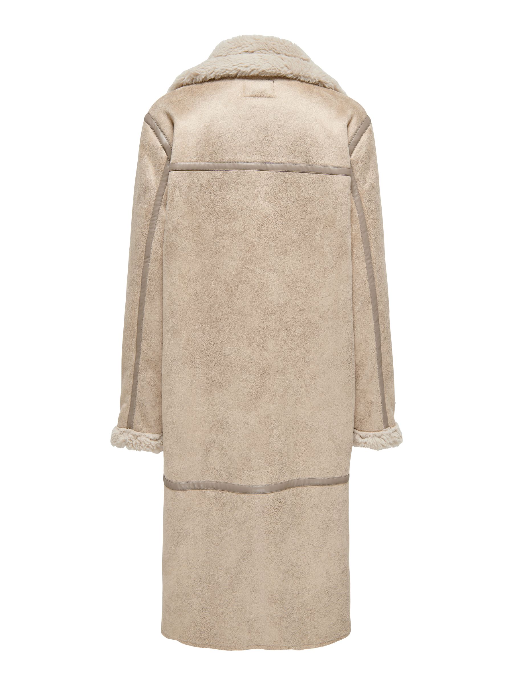 Buy ONLY Cream Longline Cosy Teddy Button Up Aviator Coat from Next Luxembourg