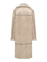 ONLY Cream Longline Cosy Teddy Button Up Aviator Coat - Image 5 of 5