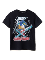 Vanilla Underground Black Sonic Boys Christmas 100% Cotton T-Shirt - Image 1 of 5