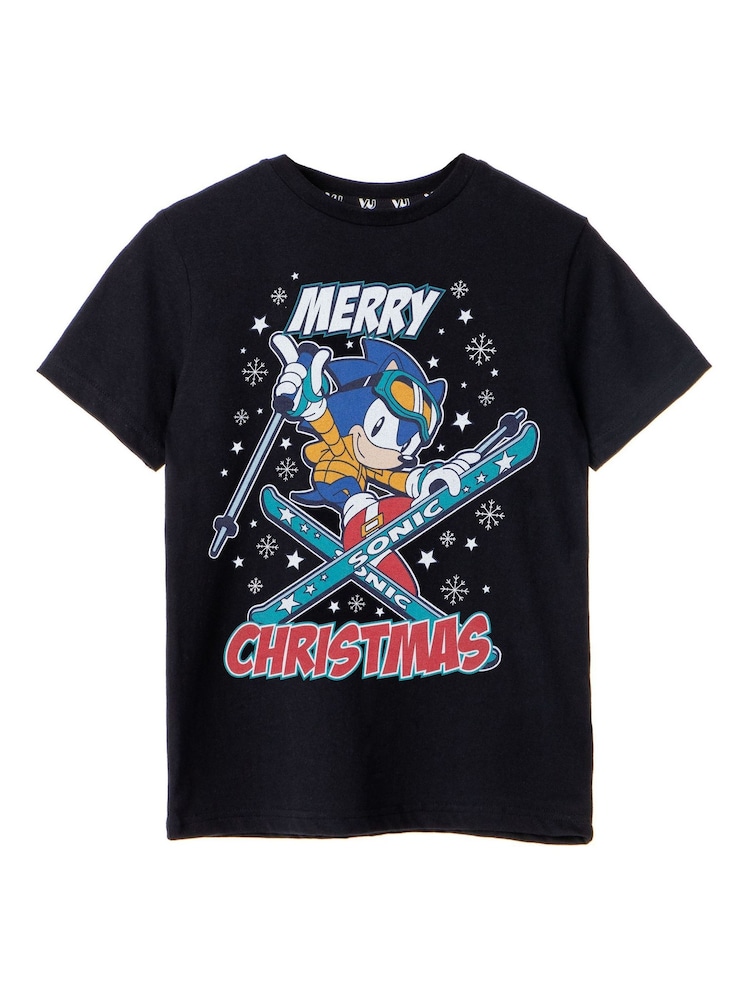 Vanilla Underground Black Sonic Boys Christmas 100% Cotton T-Shirt - Image 1 of 5