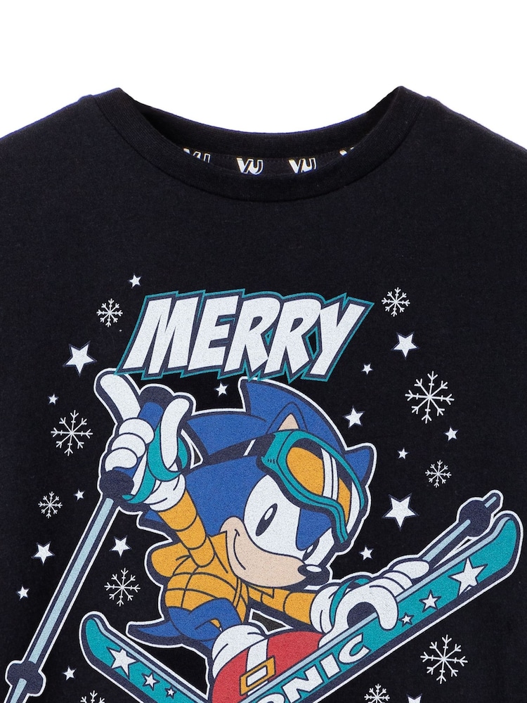Vanilla Underground Black Sonic Boys Christmas 100% Cotton T-Shirt - Image 2 of 5