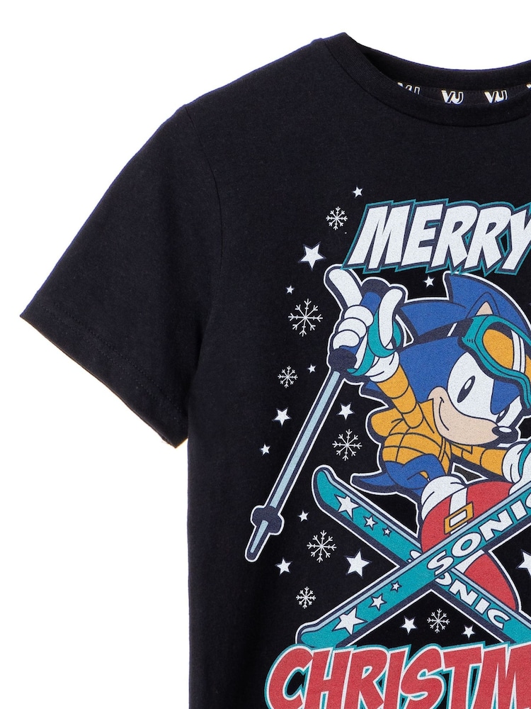 Vanilla Underground Black Sonic Boys Christmas 100% Cotton T-Shirt - Image 4 of 5