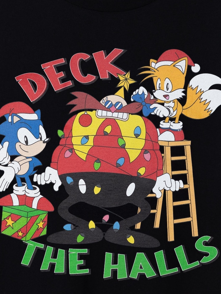 Vanilla Underground Black Sonic Mens Xmas 100% Cotton T-Shirt - Image 5 of 5