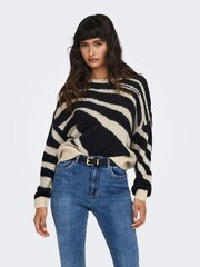 ONLY Black Jacquard Print Eyelash Knit Jumper - Image 1 of 6
