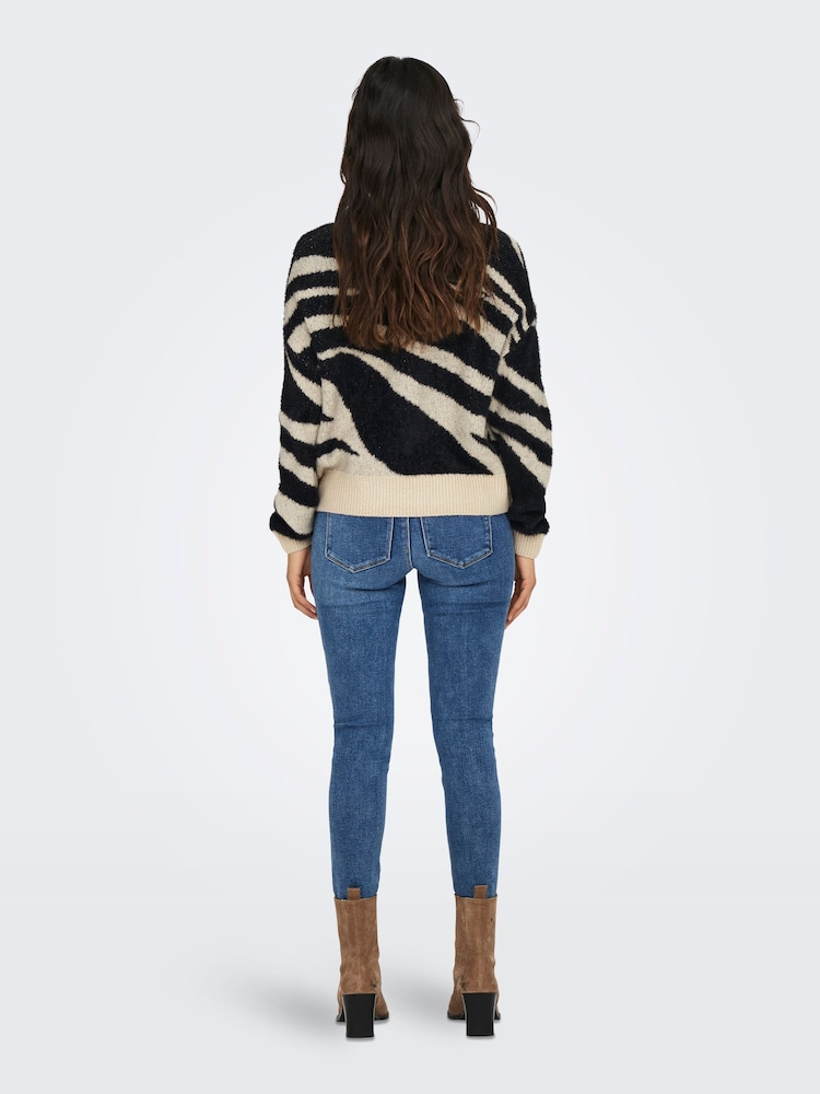 ONLY Black Jacquard Print Eyelash Knit Jumper - Image 2 of 6
