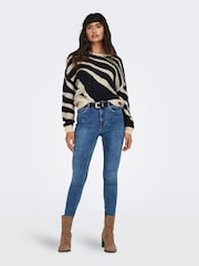 ONLY Black Jacquard Print Eyelash Knit Jumper - Image 3 of 6