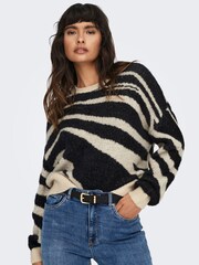 ONLY Black Jacquard Print Eyelash Knit Jumper - Image 4 of 6