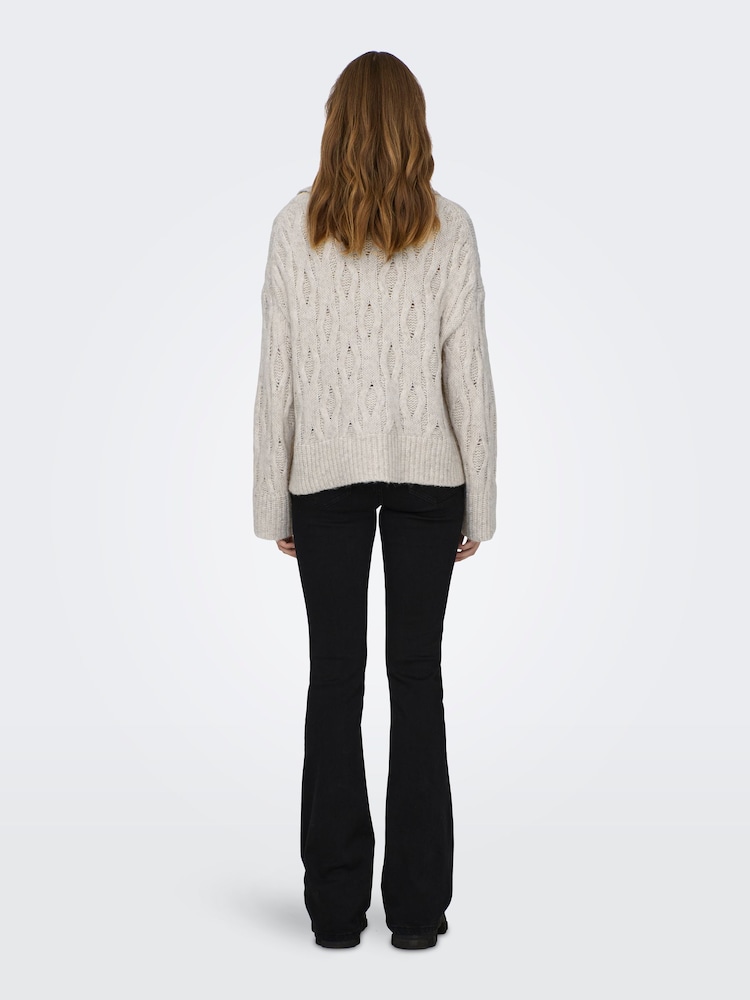 ONLY Cream Long Sleeve High Neck Chunky Cosy Cable Knitted Jumper - Image 2 of 6 ONLY Cream Long Sleeve High Neck Chunky Cosy Cable Knitted Jumper - Image 2 of 6