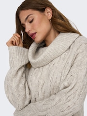 ONLY Cream Long Sleeve High Neck Chunky Cosy Cable Knitted Jumper - Image 4 of 6