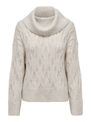 ONLY Cream Long Sleeve High Neck Chunky Cosy Cable Knitted Jumper - Image 6 of 6
