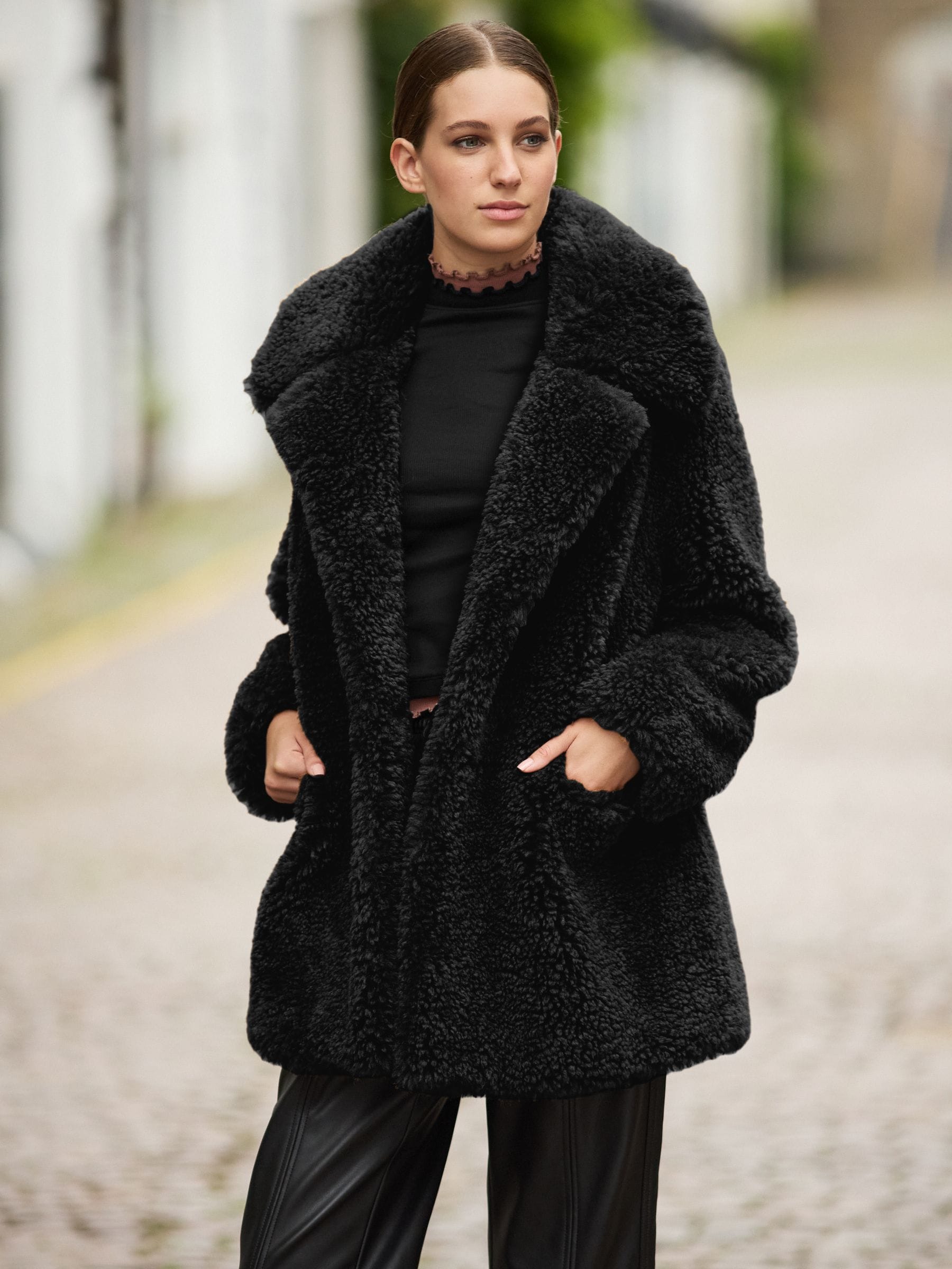 Next black teddy coat deals
