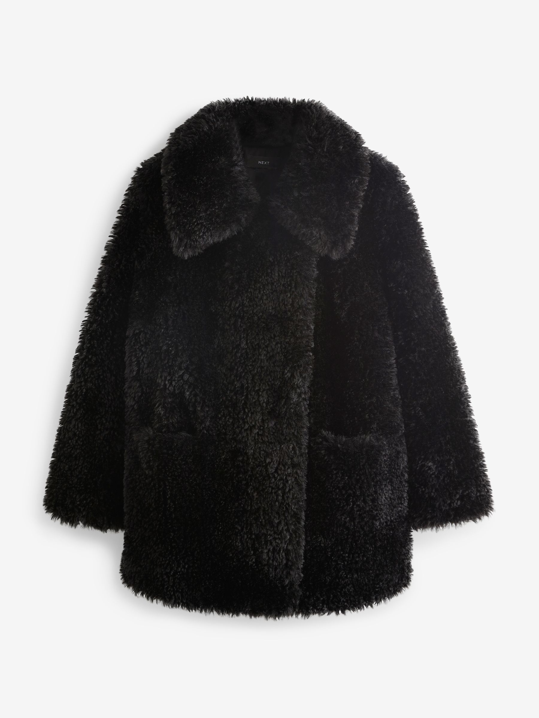 Next black teddy coat deals