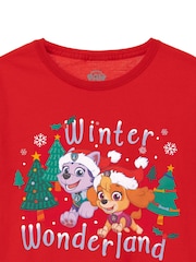Vanilla Underground Red Paw Patrol Girls Christmas 100% Cotton T-Shirt - Image 2 of 5
