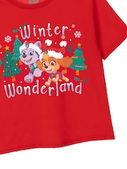 Vanilla Underground Red Paw Patrol Girls Christmas 100% Cotton T-Shirt - Image 3 of 5