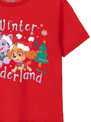 Vanilla Underground Red Paw Patrol Girls Christmas 100% Cotton T-Shirt - Image 4 of 5