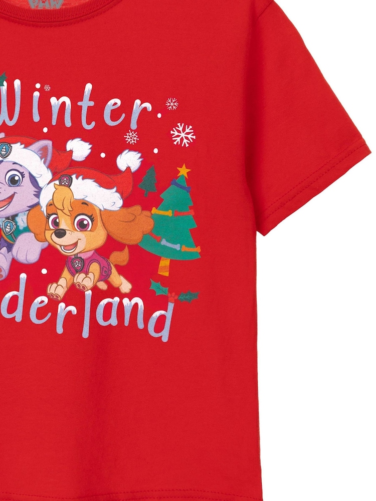 Vanilla Underground Red Paw Patrol Girls Christmas 100% Cotton T-Shirt - Image 4 of 5